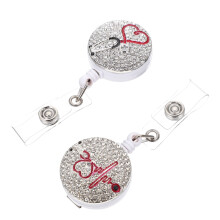 2Pcs White ABS Badge Reel Clip Practical Retractable Cards Holder
