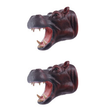 2Pcs Durable Coffee Plastic Hand Doll Animal Headgear Kids Play Toy
