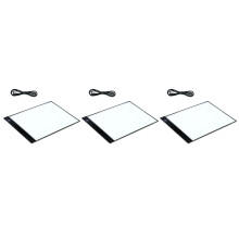 3Pcs A4 Black LED Copy Board Slim Drawing Lightbox Desk for Art