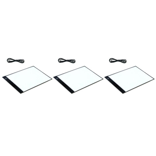 3Pièces A4 Lumière LED Table À Dessin Portable Noir Multicouche