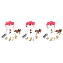 3Sets Assorted Color Horse Stable Playset Kids Farm Toy Durable Model