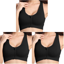 3Pcs Sports Bra for Women Black Padded Shockproof Comfortable Exercise