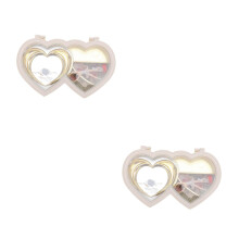 2Pcs White Heart Shaped Rotating Music Box with Dancing Ballerina Girl