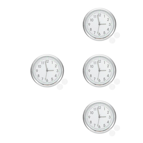 4Pcs White Small Stick on Digital Car Clock Durable Decorative Clock