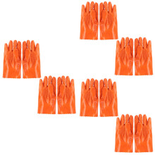 6Pairs Orange Fishing Gloves Thick Rubber Anti-Slip Warm and Odor-Free