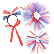 4Sets Patriotic Pet Costume Prop Headband Collar Skirt for Dog Parties