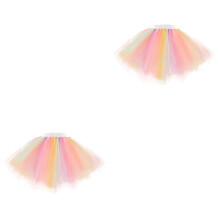 2Pcs Fluffy Kids Tutu Skirt Multi Color Gauze Skirt for Girls