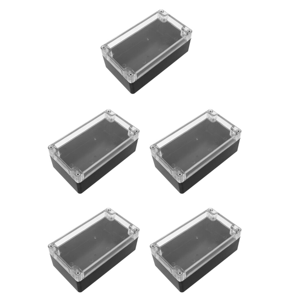 5Pcs Weatherproof Abs Junction Box Outdoor With Clear Cover Black 3703370300974