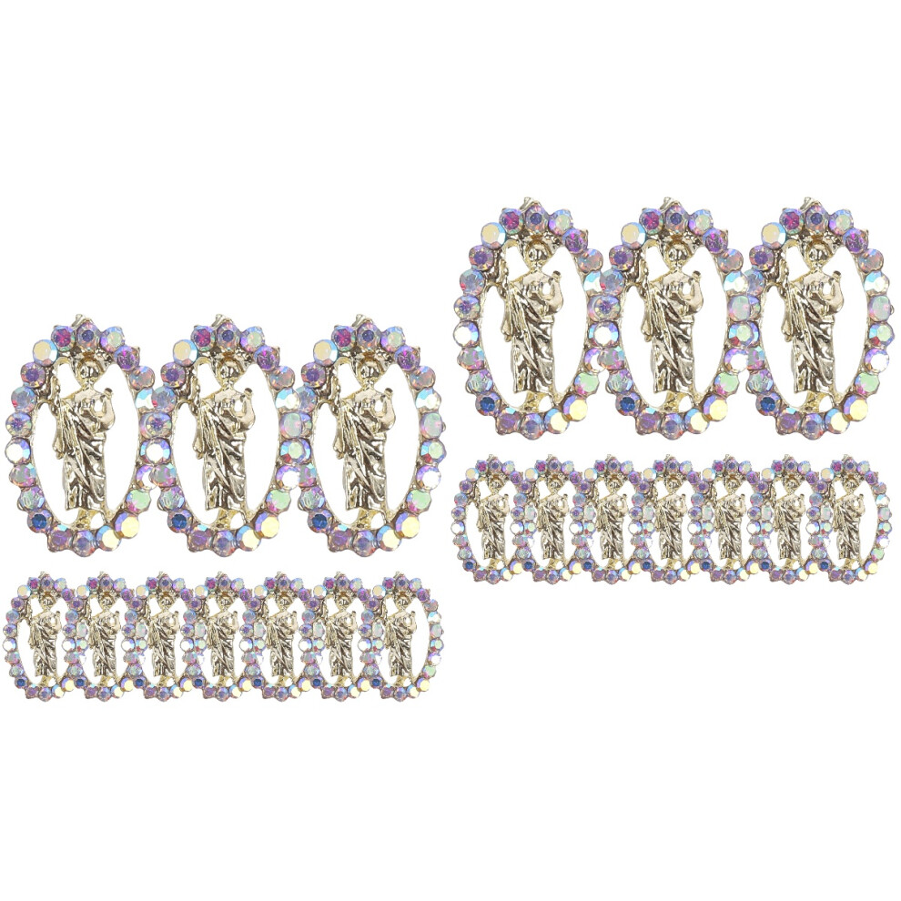 Artibetter 24Pcs Multi Color Metal Nail Charms Jesus Manicure Nail Decoration