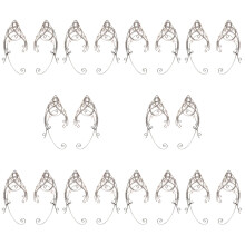 20Pcs Lightweight Silver Metal Ear Hook Clip on Cuff Earrings Women