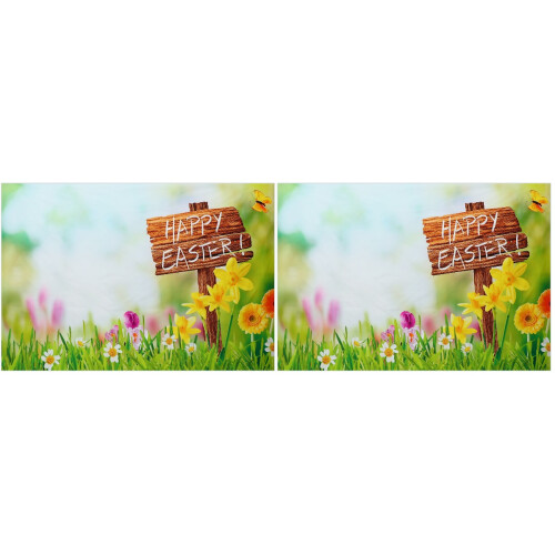 2Pcs Multi Easter Vinyl Photography Backdrop for Party Wall Decor