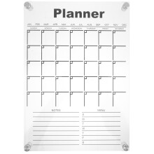 4Sets White Acrylic Month Planner Wall Mounted Erasable Message Board