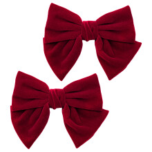 6Pcs Elegant Red Flannel Bowknot Hairpins for Kids Party Headdress