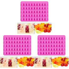 3Pcs Durable Pink Silicone Bear-Shaped Chocolate Candy Molds