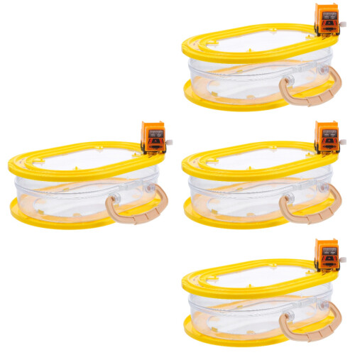 4Pcs Miniature Wind-Up Car Storage Box with Transparent Plastic Design