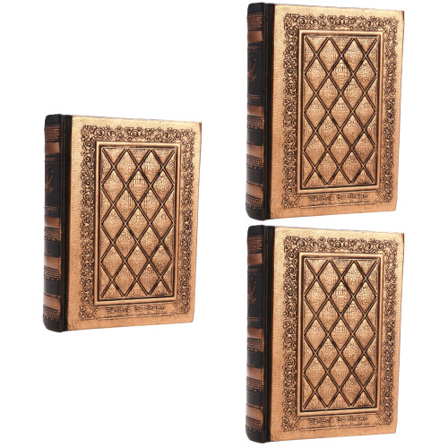 3Pcs Vintage Relief Cover PU Notebook Antique Diary Multi-Color Use