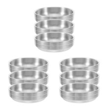 9Pcs Stainless Steel Round Dipping Sauce Bowls Small Silver Plates