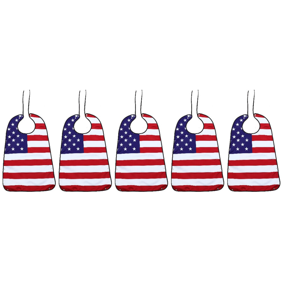 5Pcs Reusable Senior Adult Bibs Easy On Off Adjustable Eating Bibs Red Happyyami