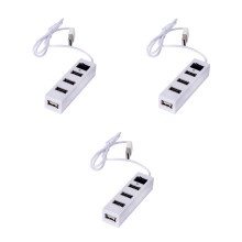 3Pcs White USB Hub 2.0 4-Port High-Speed Multi-Port Hub for Laptop