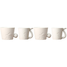 4Pcs White Ceramic Mug with Creative Animal Design for Milk Coffee