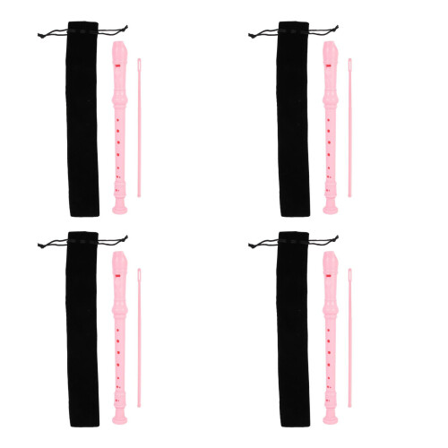 4Sets Pink ABS Kids Soprano Recorder Beginner Clarinet for Practice