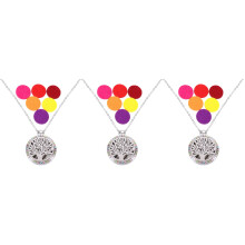 3Sets Silver Essential Oil Diffuser Necklace with Aromatherapy Pendant