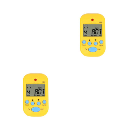2Pcs Universal Mini Digital Metronome With Clip High Accuracy Yellow