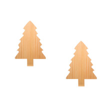 2Pcs Khaki Wooden Christmas Tree Snack Trays for Desserts and Cheese
