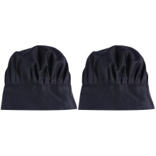 2Pcs Black Polyester Cotton Chef Hats Mushroom Style Kitchen Caps