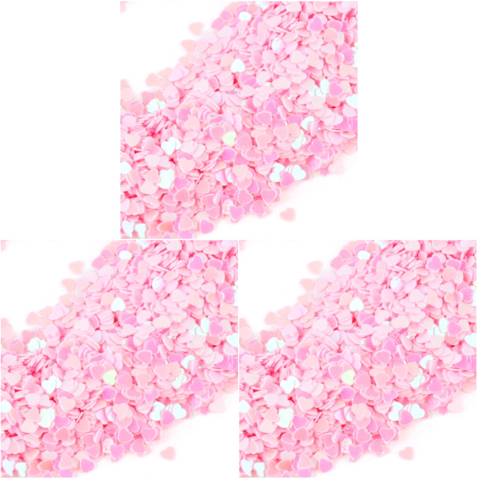 Ohphcall Pink 3Pcs Nail Sequin Glitter Powder For 3D And Flat Nail Art