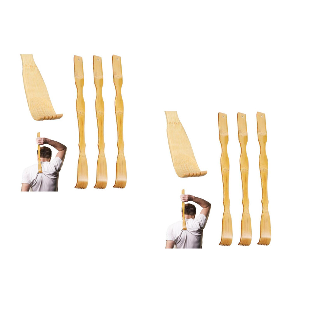 Iplusmile 6Pcs Long Handle Bamboo Back Scratchers Smooth Wooden Itch Relief Tool