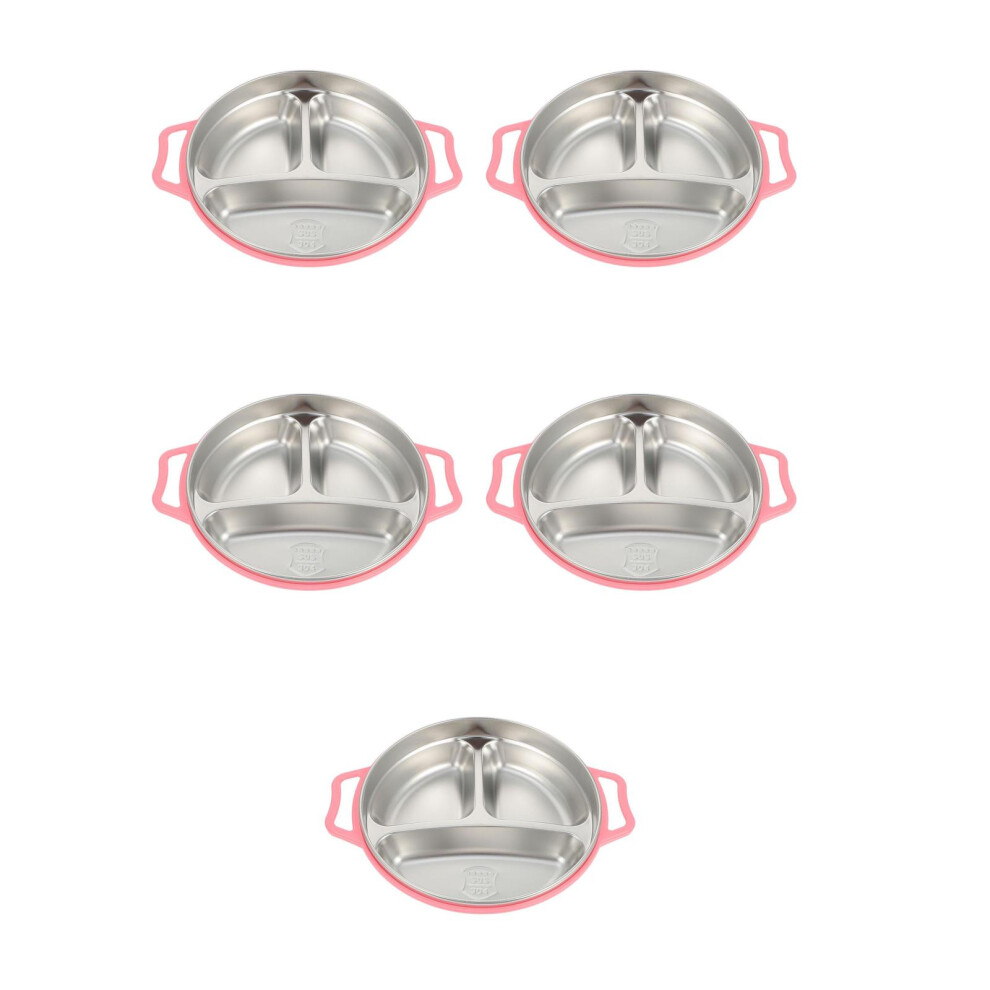 5Pcs Stainless Steel Kids Divided Plates Food Storage And Serving Pink Artibetter
