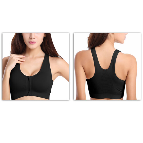 2Pcs High Bra Black Zipper Racerback for Active Exercise 1