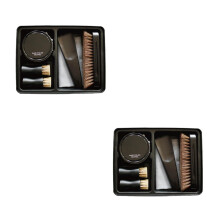 2Pcs Shoe Polish Tool Set Black Portable Shoe Cream and Cleaning Brush