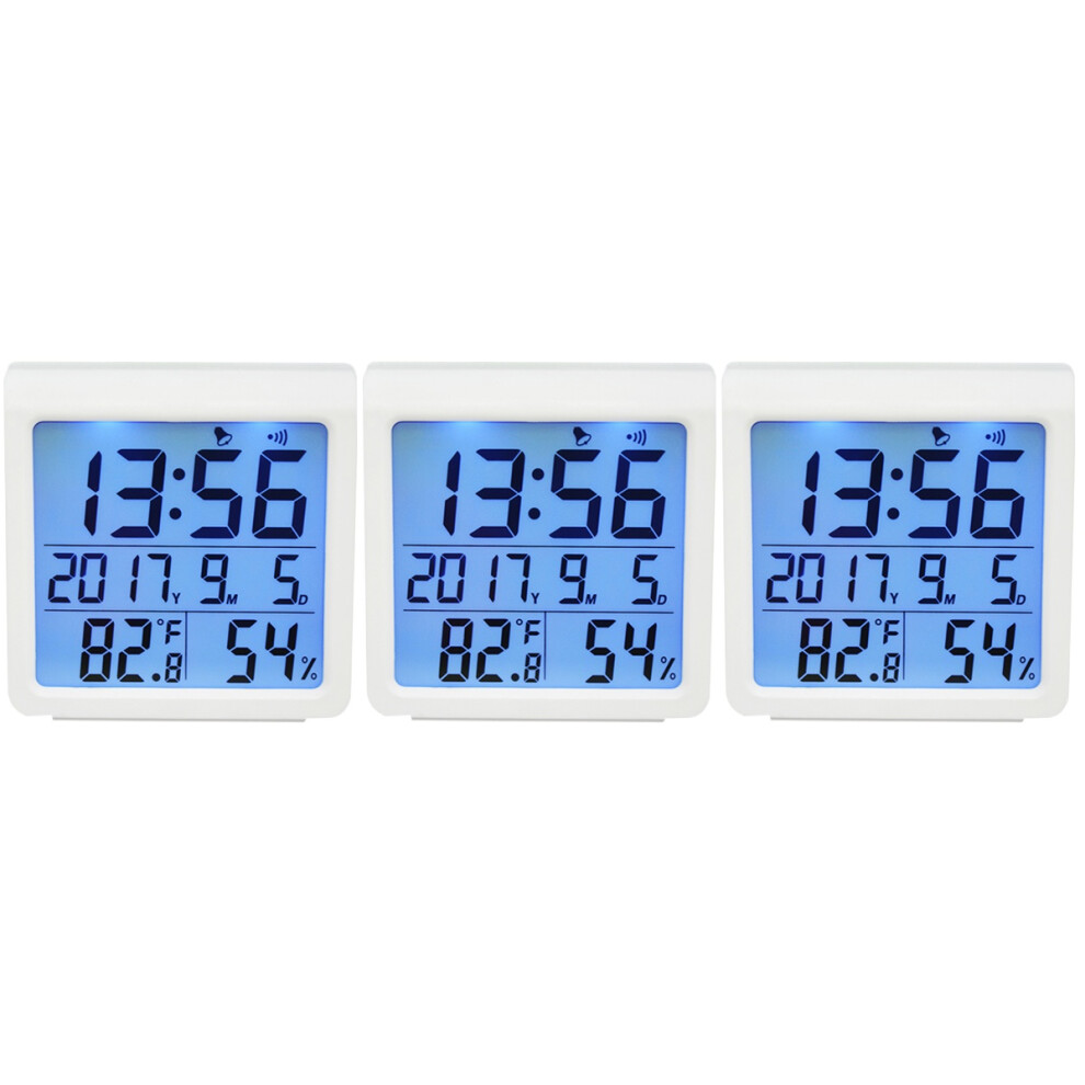 Iplusmile White 3Pcs Backlight Hygrometer Digital Thermometer Alarm Clock Home