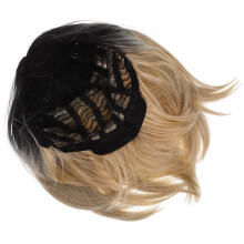 2Pcs Women Bob Wig Gradient Color Synthetic Hair Stylish Daily Wear