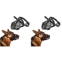 2Pcs Black Plastic Basket Dog Muzzle Humane Adjustable Anti-Biting