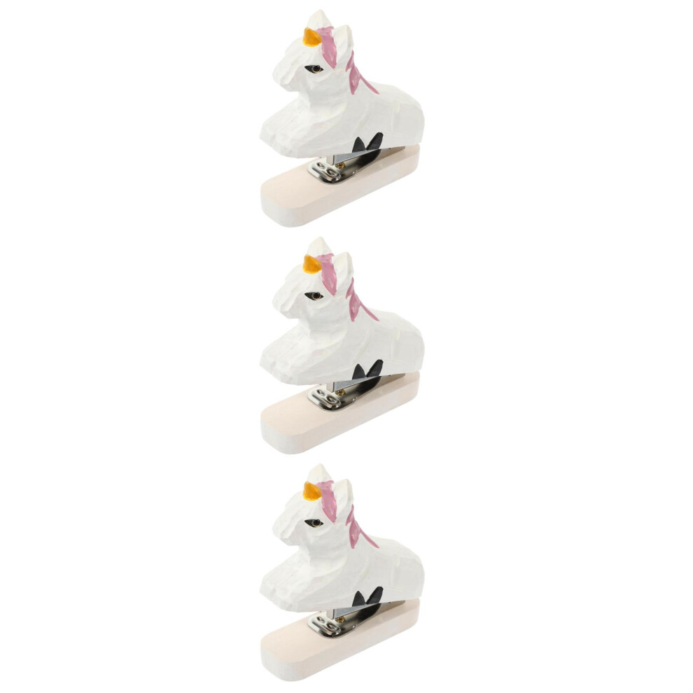 Photos - Stapler 3Pcs Portable Manual Wooden  White Mini Stapling Stationery