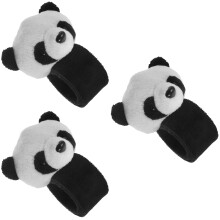 3Pcs Durable Flannel Panda Slap Bracelets Black Plush Party Supplies