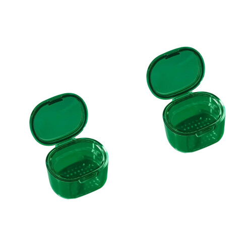 2Pièces Étui Vert Petit Pour Rangement Prothèse