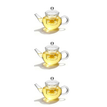 3Pcs Transparent Glass Teapot Heat-Resistant with Infuser for Home Use