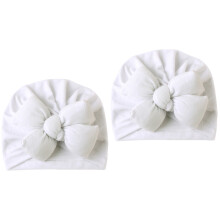 2Pcs Baby Bowknot Hat White Cotton Infant Photo Prop and Daily Use