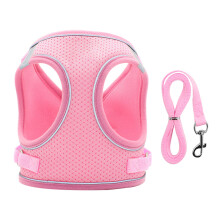 2Pcs Pink Pet Harness Reflective Vest with Chest Strap for Safe Walks