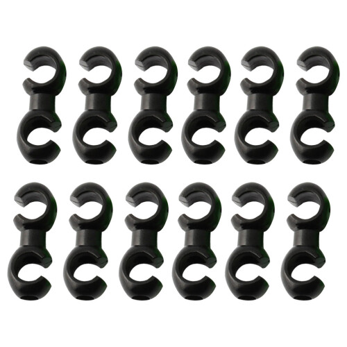 12Pcs Black Plastic Bike Cable Clips Durable Rotating S-Hook for Mtb