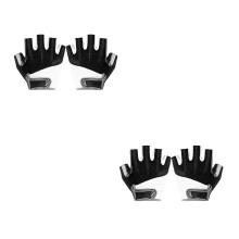 2Paren Paar Ademend Fietshandschoenen Half Finger Antislip Zwart