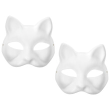 10Pcs White Paper DIY Blank Masks Cat Masquerade for Halloween & Craft
