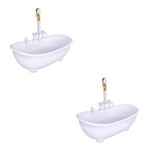2Pcs White Doll Shower Pool Electric Bathtub for Bathing Play