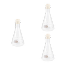 3Pcs Borosilicate Conical Flask with Cork for School Chemistry