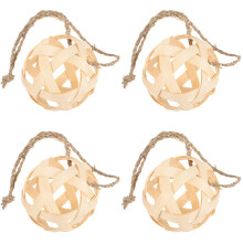 4Pcs Bamboo Rabbit Hanging Feeder Balls Beige for Pet Cages
