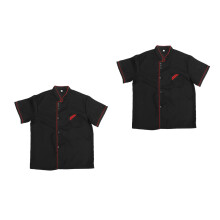 2Pcs Black Breathable Short Sleeve Chef Shirts for Men Casual Catering